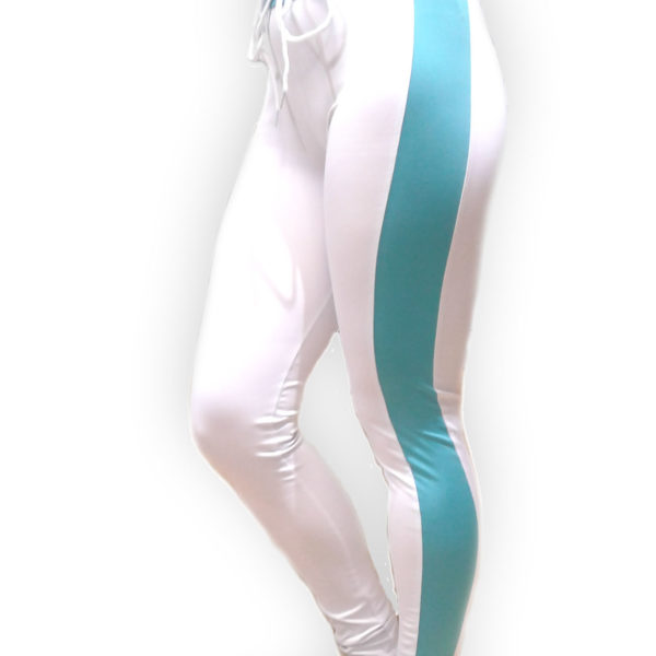 Белые легинсы для фитнеса BandWolf Sport с боковыми цветными полосками